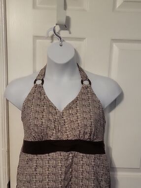 Merona Brown and White Halter  Tankini Top